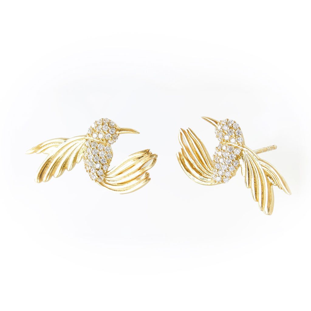 Aretes colibri jumbo dorado