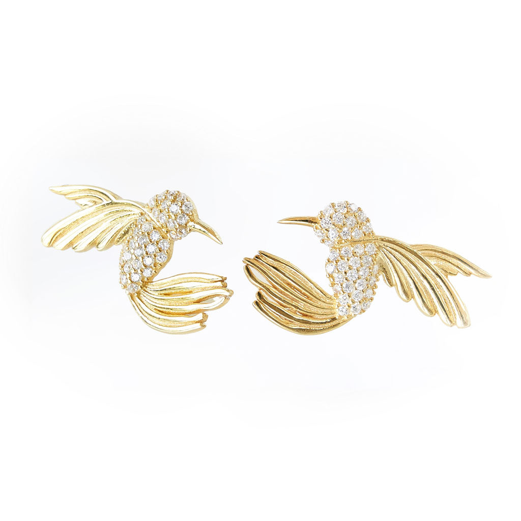 Aretes colibri jumbo dorado