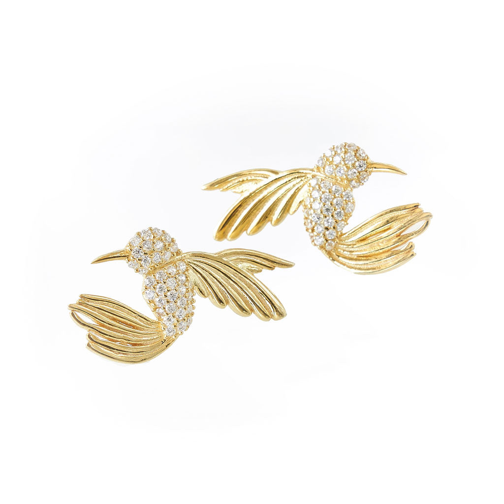 Aretes colibri jumbo dorado