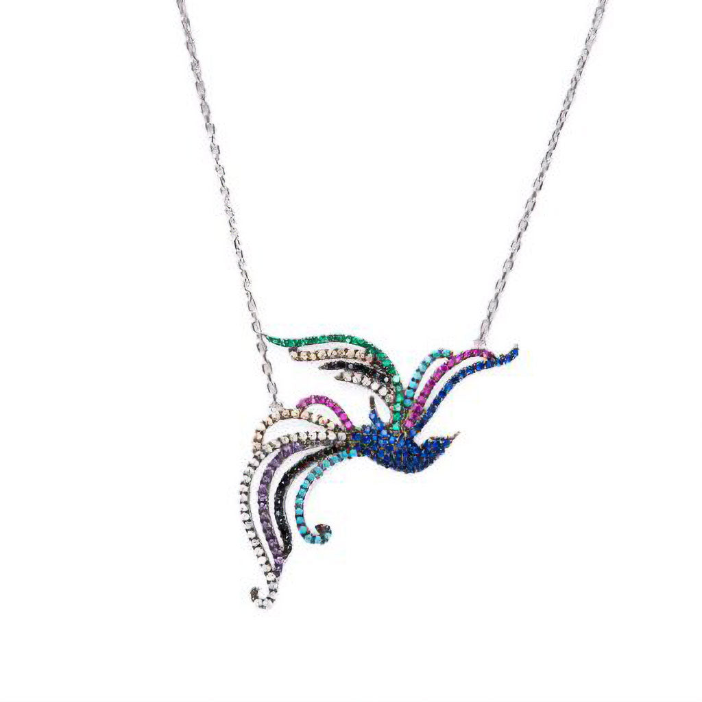 Collar Ave Fenix Arcoiris Zafiro