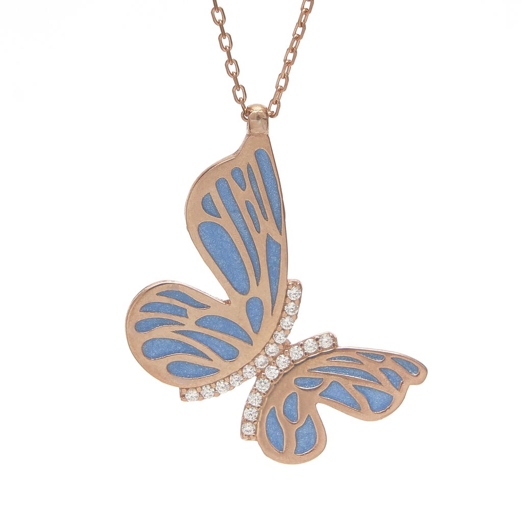 Collar Mariposa Monarca blue